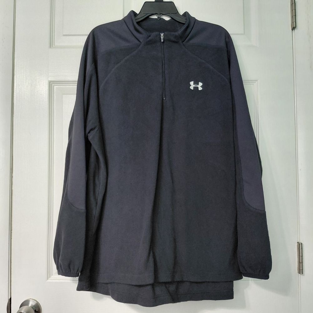 Under Armour Mens XXL Black 1/4 Zip Fleece Pullover Mock Neck Activewear VSPO130